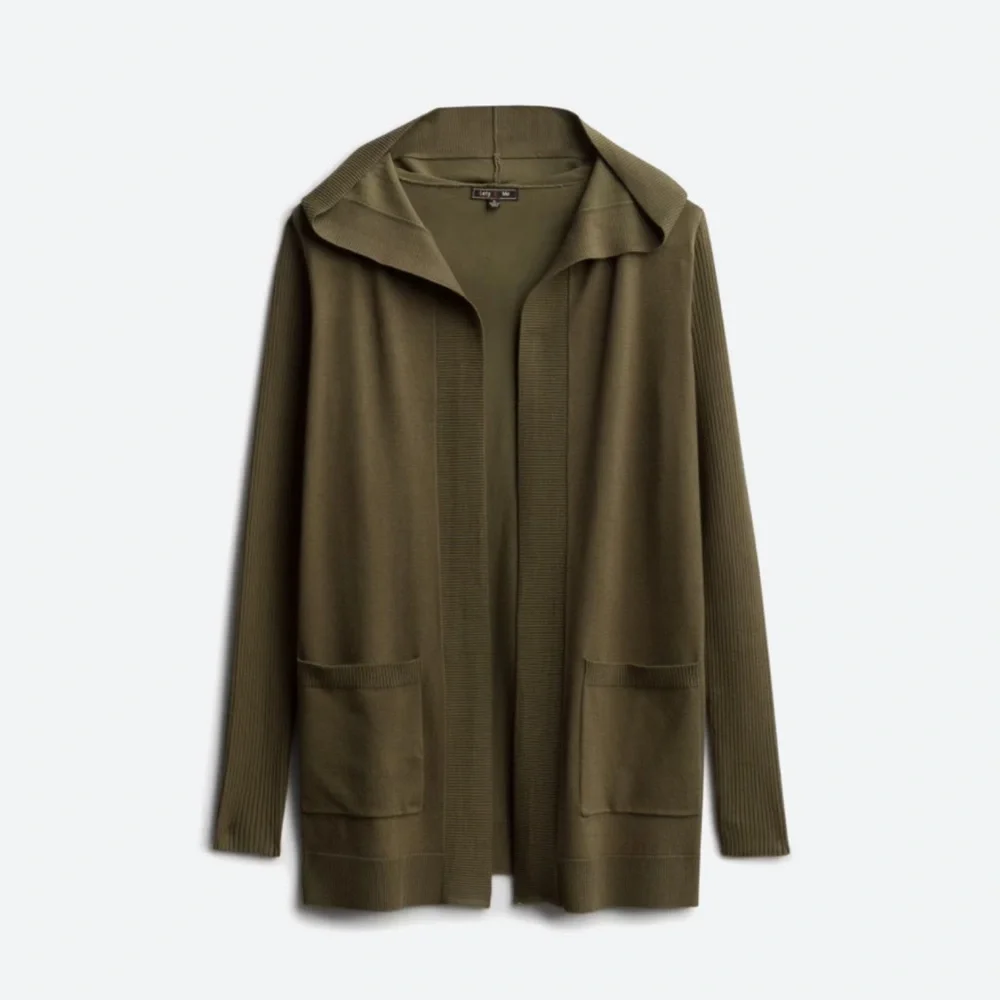 LETY & ME Adelie Hooded Rib Sleeve Cardigan